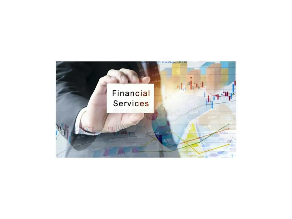 A man holding a sign that says financial services, illustrating financial leadership
